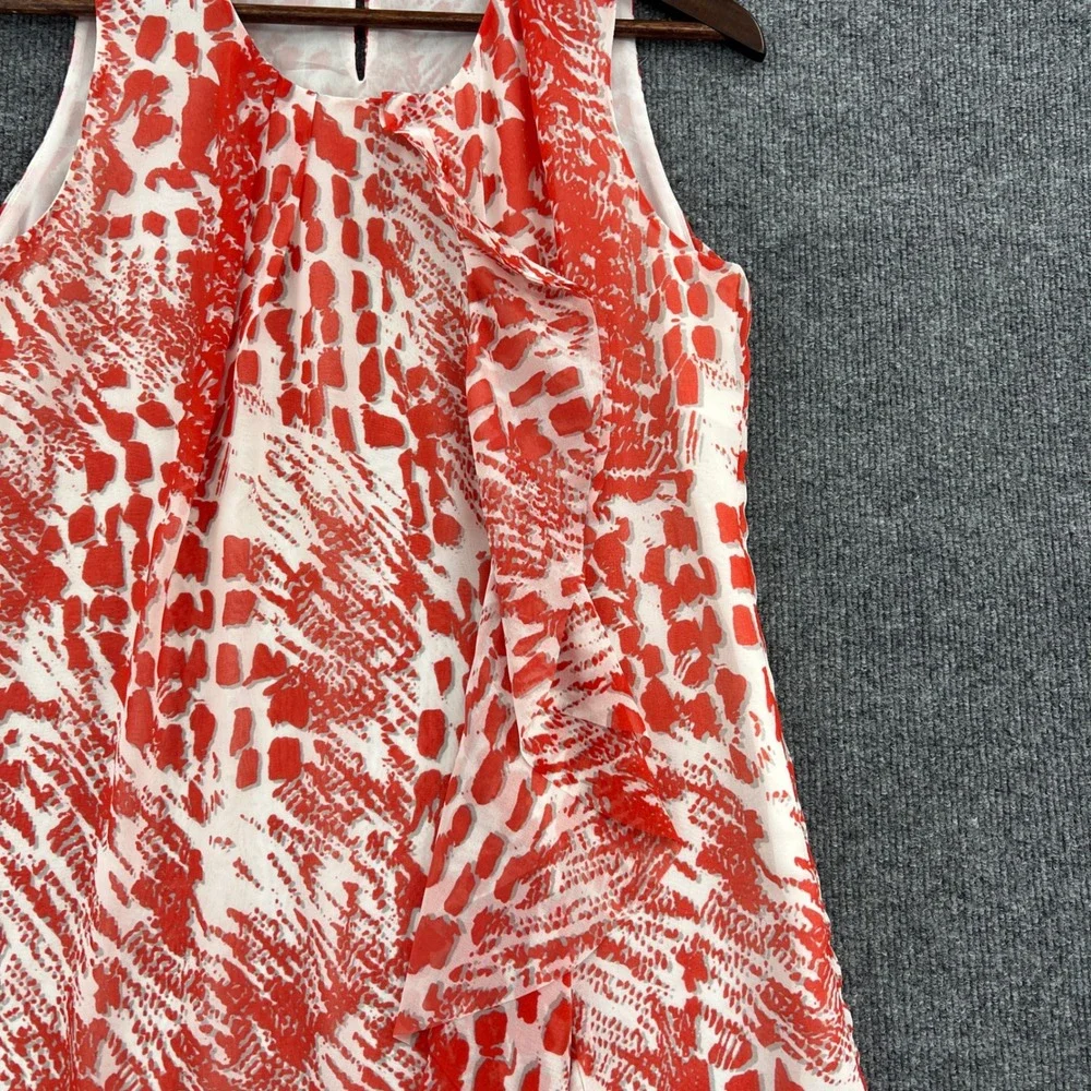 Jade Melody Tam Ruffle Shift Dress Womens M Coral White Boho Vacation Tropical